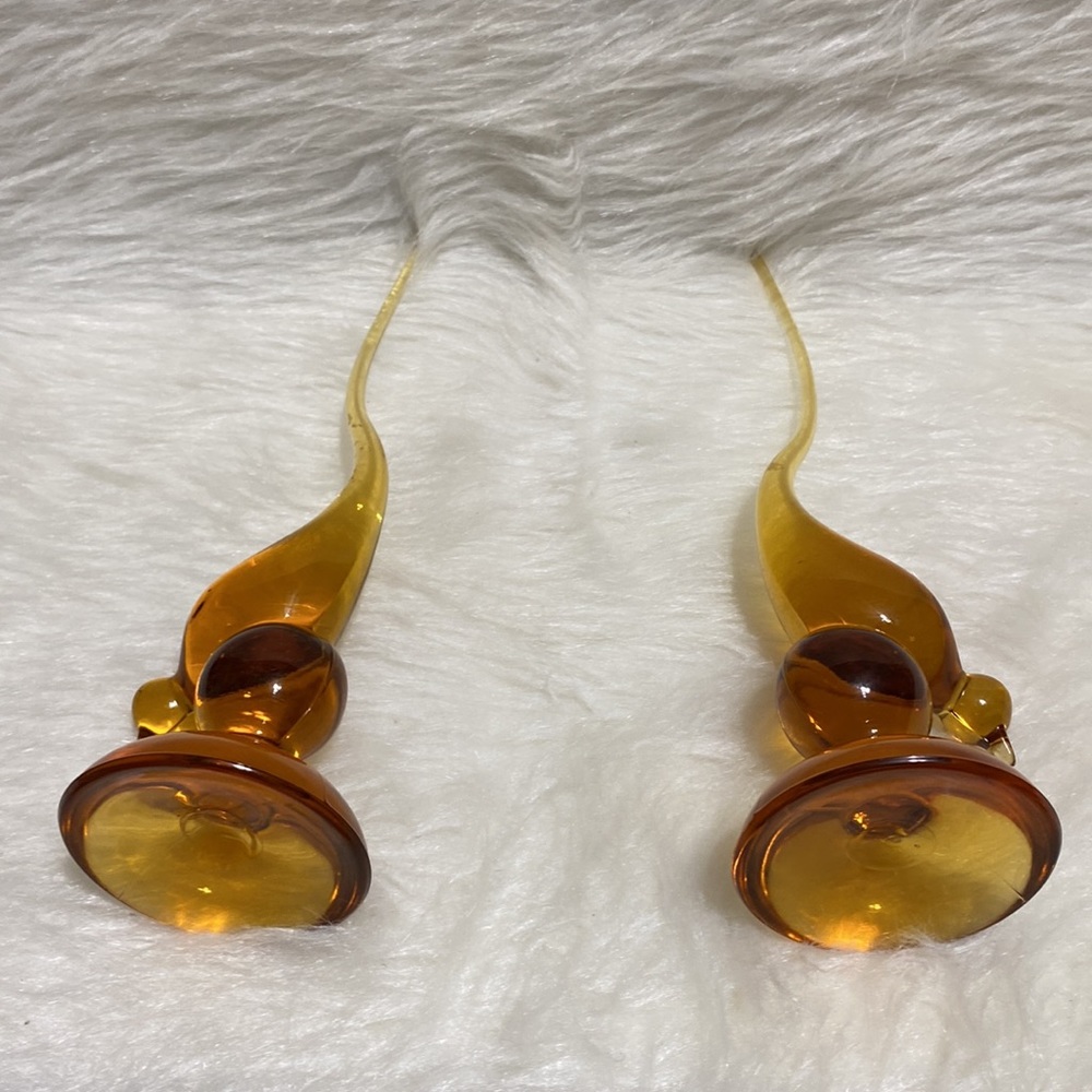 Viking Amber Art Glass Long Tail Birds - Picture 3 of 12